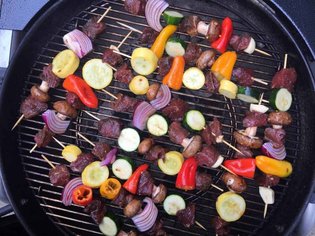 shish kabobs with a beef marinade