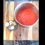 marinara sauce with spices in a saucepan