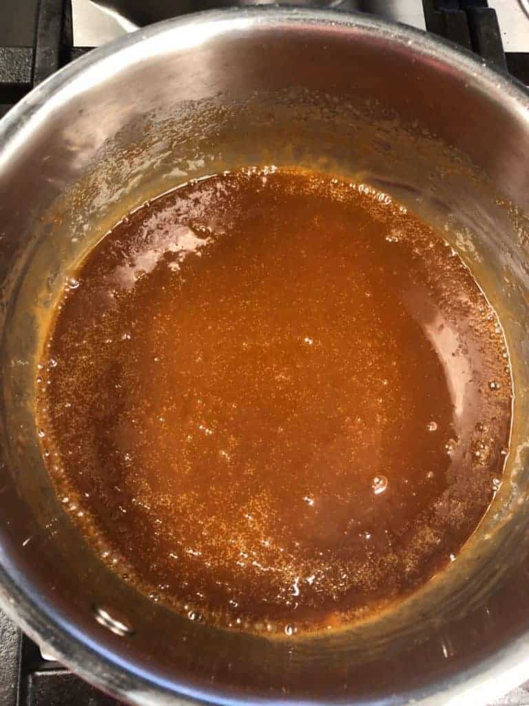 finished silky smooth caramel after adding the warm cream
