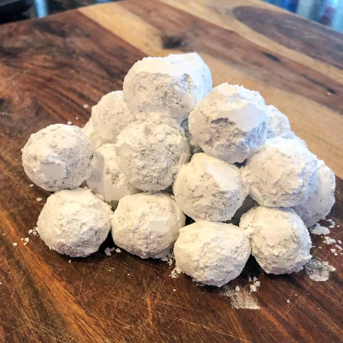 chocolate truffles rolled in powdered sugar