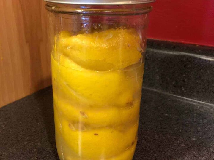 Preserved lemons in a wide mouth canning jar